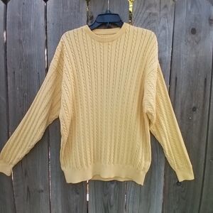 VINTAGE CARROLL & CO BEVERLY HILL SWEATER MEN XXL YELLOW CABLE KNIT PULLOVER Y2K
